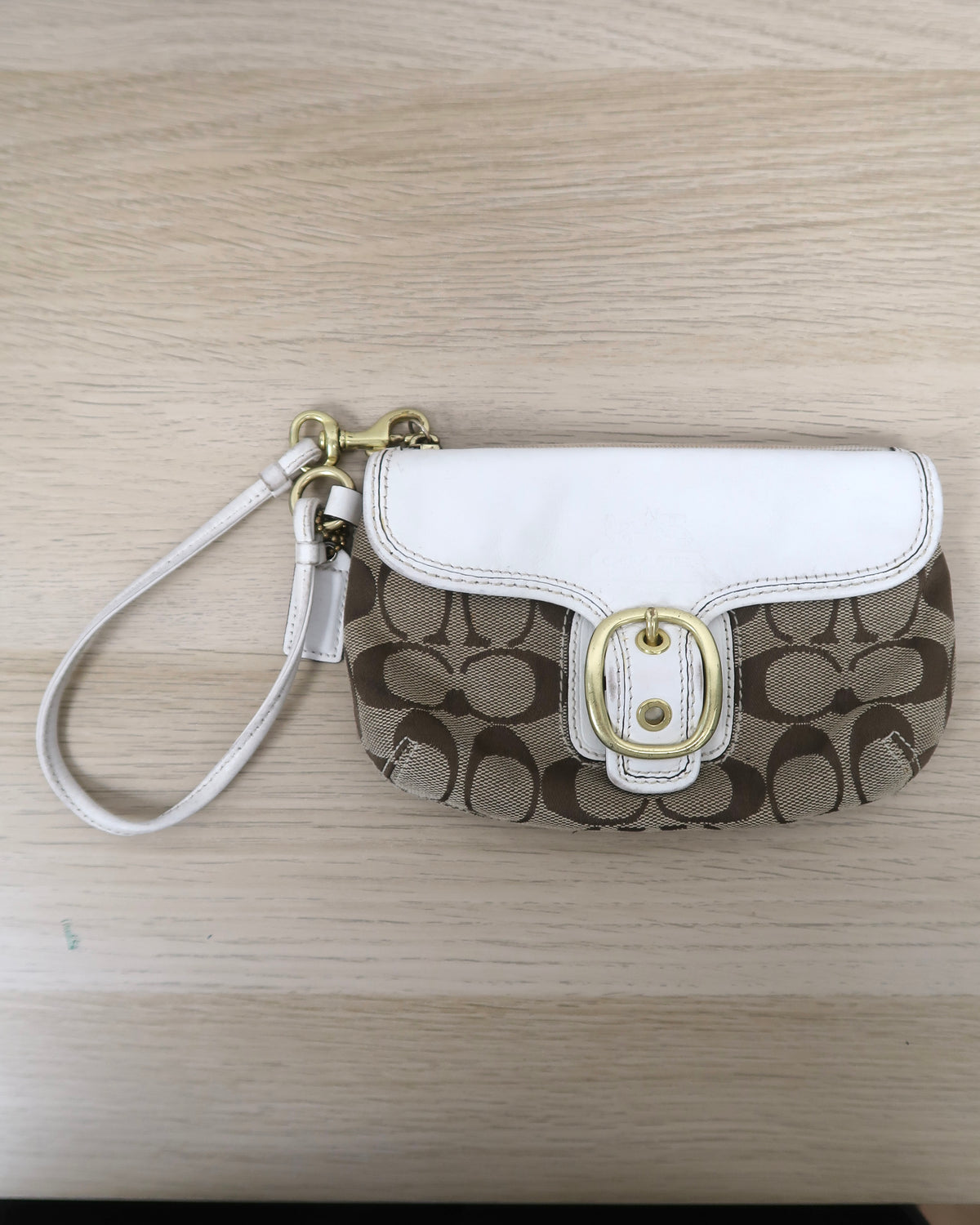 Vintage Coach Signature Jacquard Buckle Wristlet