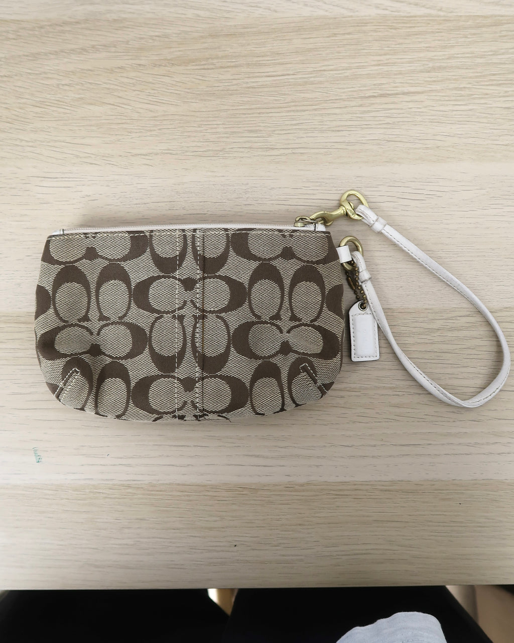 Vintage Coach Signature Jacquard Buckle Wristlet
