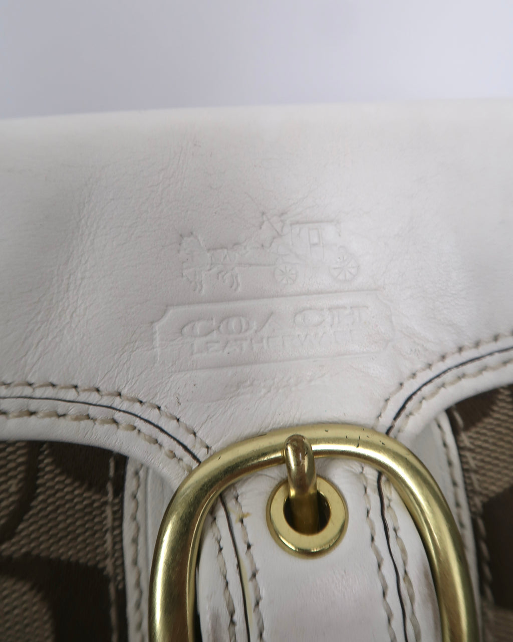 Vintage Coach Signature Jacquard Buckle Wristlet