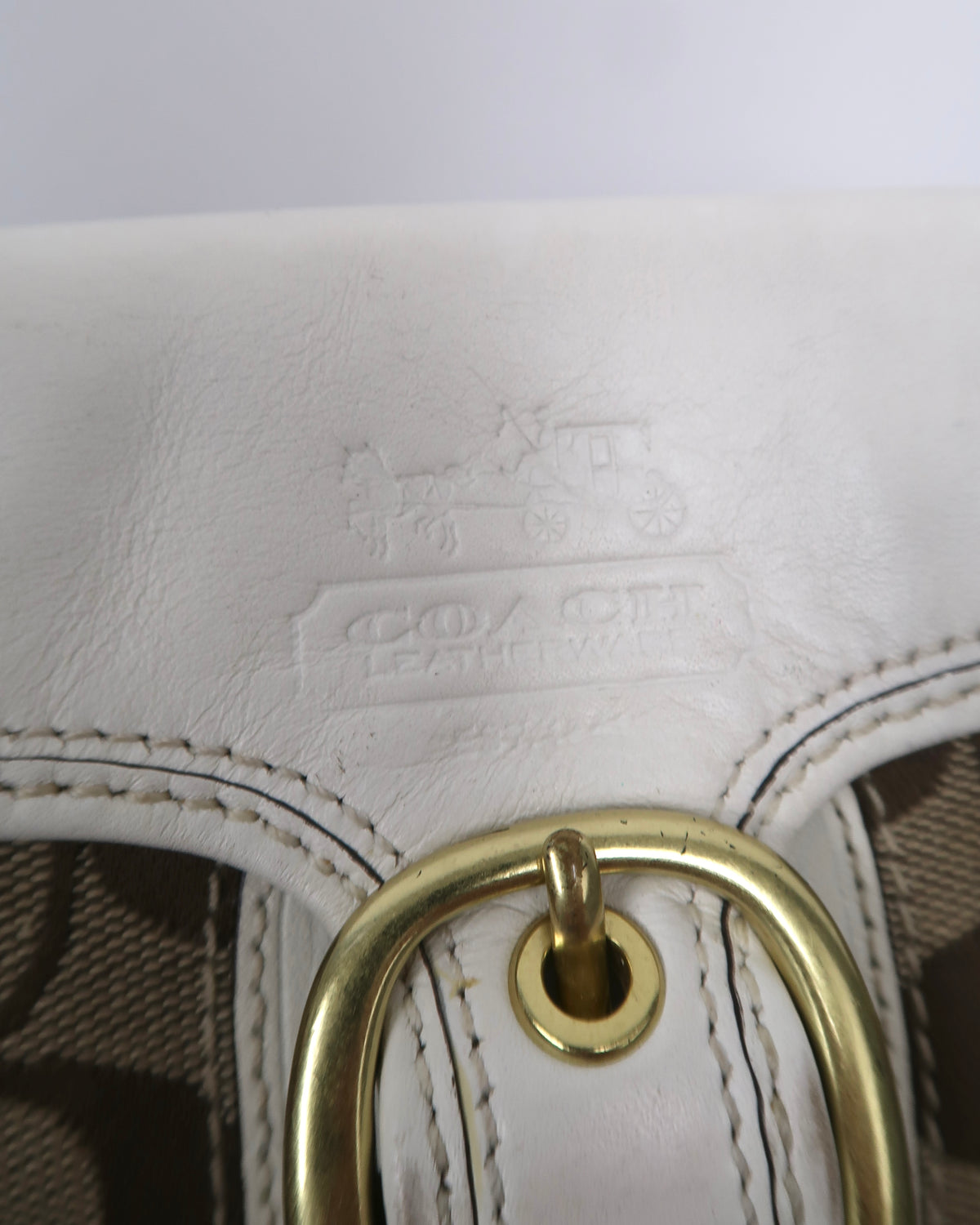 Vintage Coach Signature Jacquard Buckle Wristlet