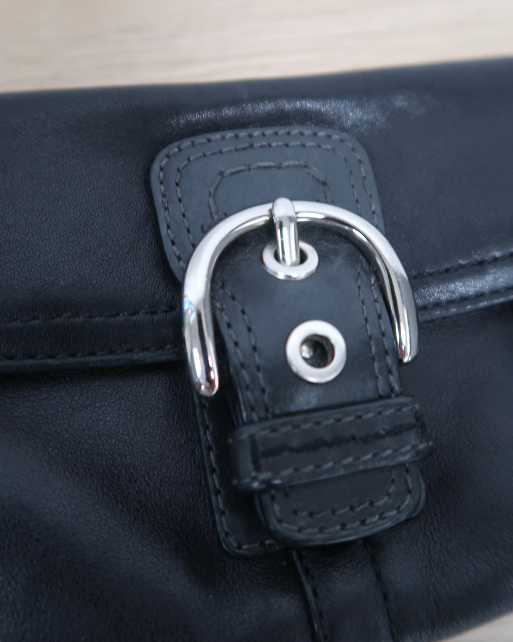 Y2K Coach Soho black leather wristlet