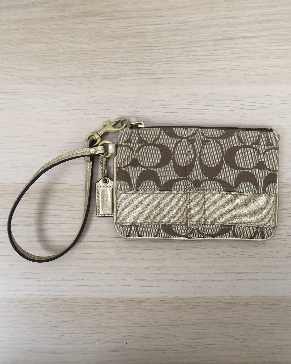 Coach Signature Monogram Canvas Wristlet