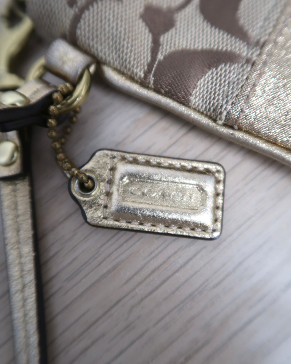 Coach Signature Monogram Canvas Wristlet