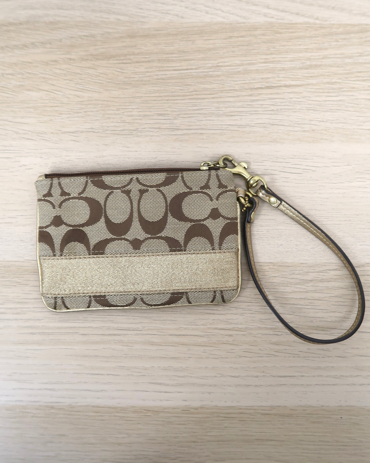 Coach Signature Monogram Canvas Wristlet